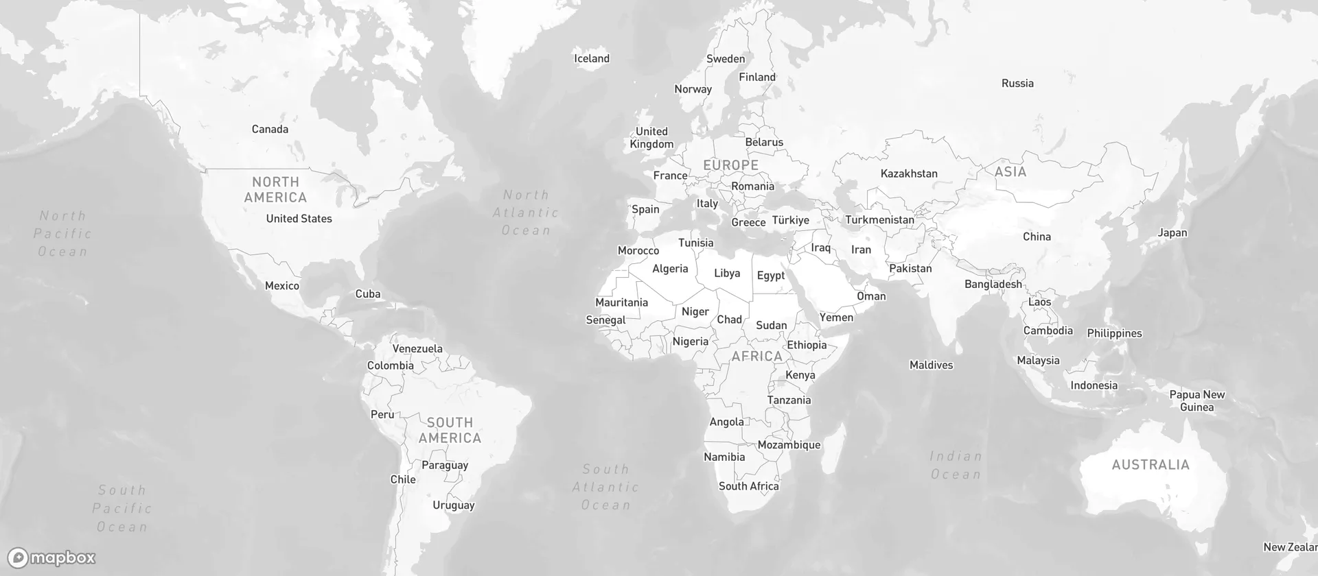 Carte du monde monochrome avec la boucle collective de Camino, départ et arrivée à Paris